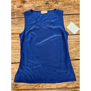 Vintage Womens Pure Silk Designer Sapphire Tank Top Side Zip USA Made Sz 0 NWT